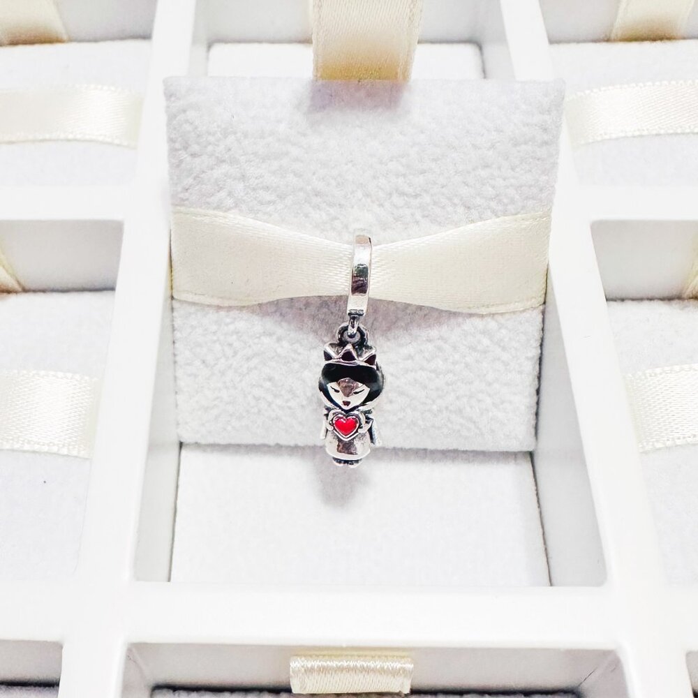 925 Sterling Silver Snow White With Red Heart Dangle Charm Fits Pandora Bracelet